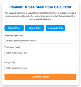 Unlock Accurate Calculations with Pannani Tubes Steel Pipe Calculator